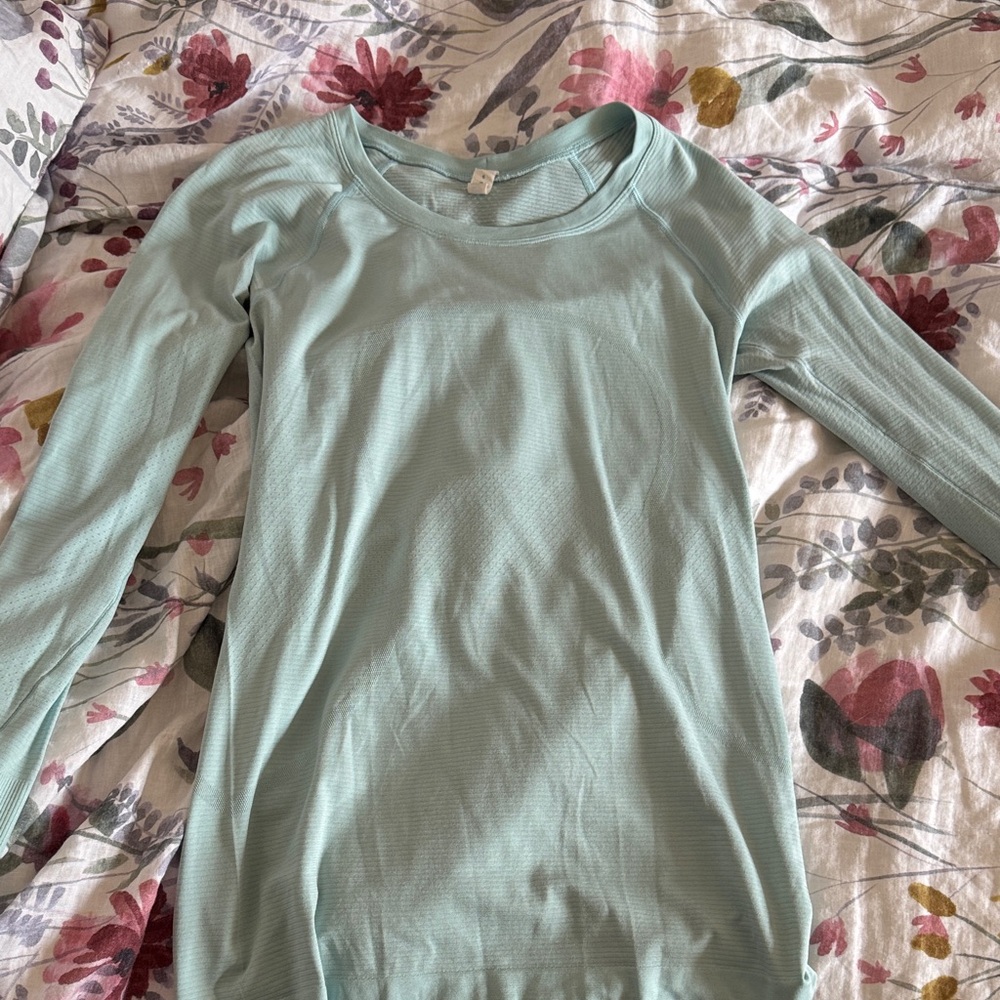 lululemon Light Blue Long Sleeve work out Top
